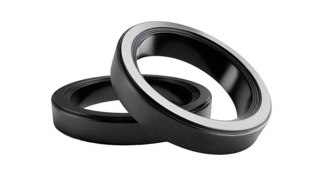 Two overlapping rings, dark gray with light gray inner rim