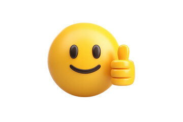 3D smiling emoji with thumbs up.  A cheerful, positive face