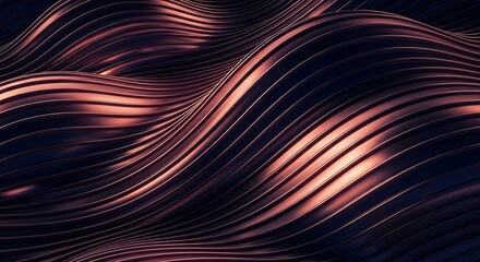 Metallic Mesh Wave Gradient with Rose Gold and Midnight Blue
