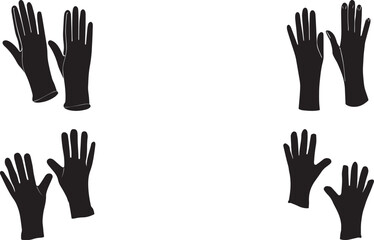 Obraz premium A set of Black and white hand silhouette holding fingers vector illustration