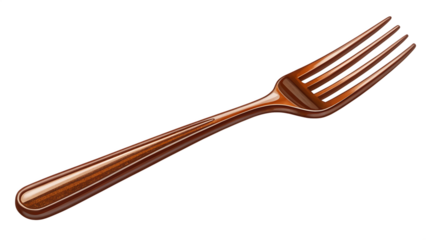 Elegant brown wooden fork isolated on transparent background, a rustic and classic dining utensil for culinary and lifestyle themes