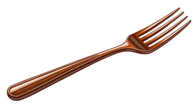Elegant brown wooden fork isolated on transparent background, a rustic and classic dining utensil for culinary and lifestyle themes