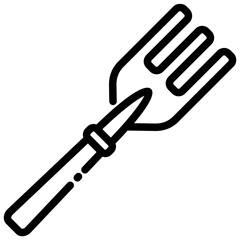 Outline of a fork for eating food.