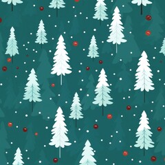Obraz premium Green christmas trees backgrounds pattern snow.