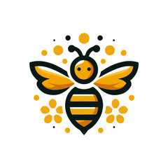 Honey bee editable vector logo. Hand drawn engraving style illustrations. Bee logo illustration