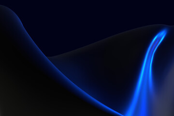Abstract 3d render background dark blue gradient light wave silk liquid chrome metalic design render wallpaper modern illustration multicolored wavy surfaces