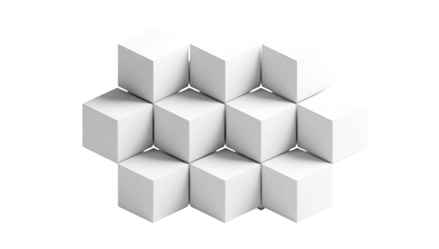 Abstract geometric pattern of white cubes