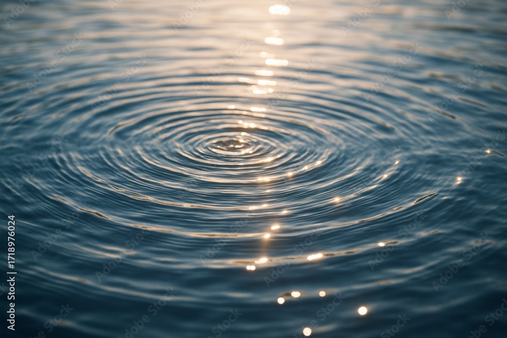 Poster gentle water ripple pattern with sunlight reflections creating an abstract and peaceful nature backg