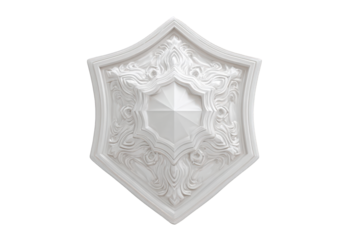 Ornate white shield.  3D render