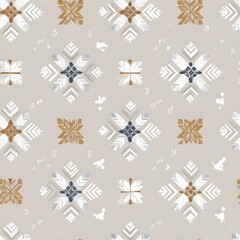 Seamless Scandinavian Winter Digital Paper with Nordic Snowflake Pattern