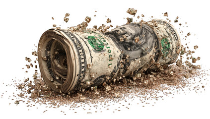 Rolled-up money buried in dirt