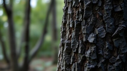 Obraz premium Gray peeling bark texture rugged cracked natural tree trunk surface pattern