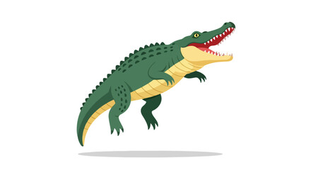 Obraz premium Illustrative rendering of a cartoon alligator poised for a strike highlighting its sharp teeth and textured skin with vivid green colors in a