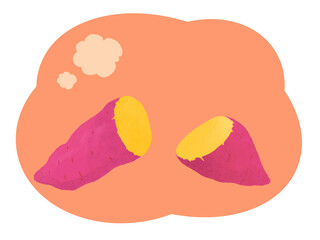 手描き風の暖かい焼き芋