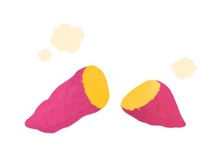 手描き風の暖かいさつまいも