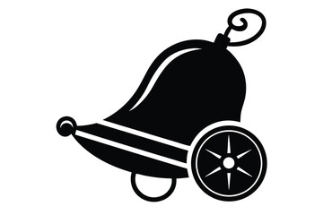 christmas sleigh bell silhouette vector icon desig