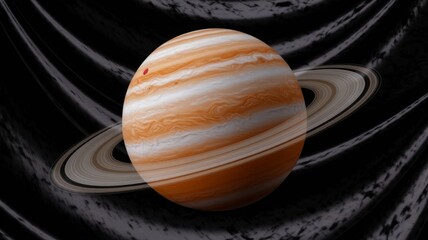 Surreal orange planet with cosmic rings in outer space