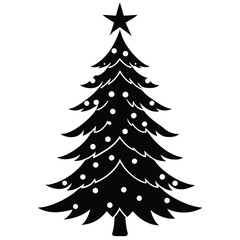 christmas tree decorated silhouette vector icon de