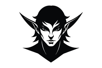 elf face silhouette vector art illustration