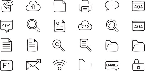 Data and internet icon collection for digital business, apps, and online services