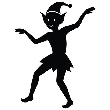 elf dancing silhouette vector icon design