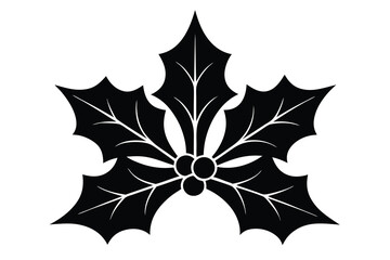 festive holly leaf silhouette vector icon design