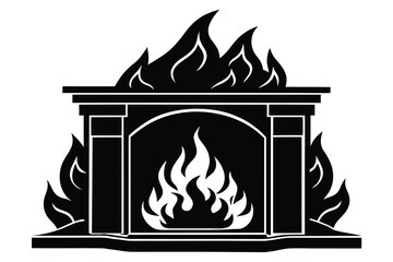 fireplace silhouette vector art illustration