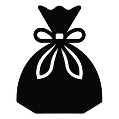 gift bag tied silhouette vector icon design