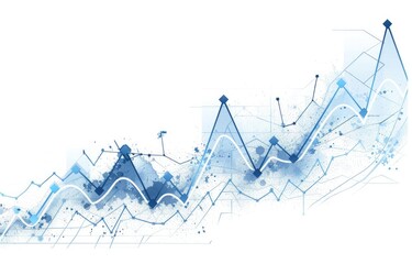 Abstract upward trending graph with blue watercolor splatter, suggesting growth or progress