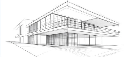 Minimalist Line Weight Study: An architectural sketch that focuses on the art of line work