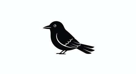 Obraz premium Elegant black bird silhouette against a plain white backdrop offering a classic design aesthetic
