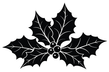 Naklejka premium holly leaves silhouette vector art illustration