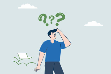 Memory loss, confused businessman who loses his memory thinking about what he forgets.