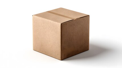 Close Up Render Of Cardboard Shipping Box Isolated On White Background For Delivery Parcel And Logistics Concept  
