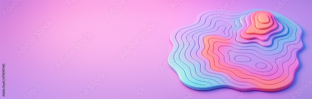 Aufkleber abstract colorful layered topographic shape on right side with smooth gradient background for clean 