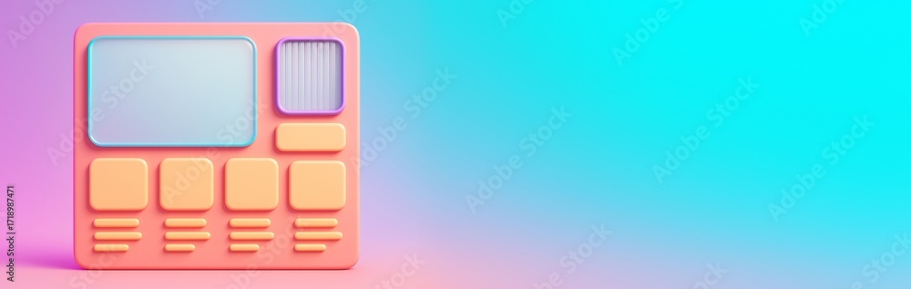 Aufkleber colorful abstract interface mockup with empty ui elements on pastel background and copy space for di