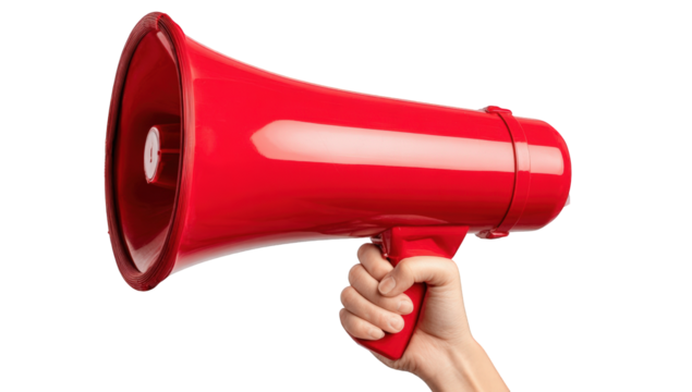 Hand holding a red megaphone (6)