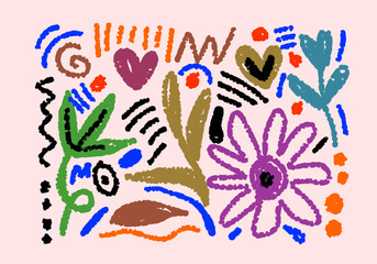  tropical floral pattern. Cute botanical abstract contemporary seamless pattern. Hand drawn unique print.