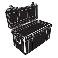 Black weatherproof storage box Silhouette Vector, High Quality Illustration on White Background