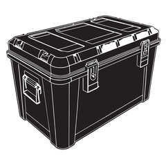 Black weatherproof storage box Silhouette Vector, High Quality Illustration on White Background