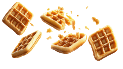 waffles flying isolated on a white background