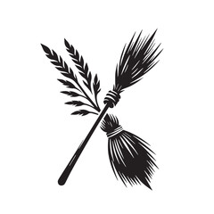 Black Broomstick Silhouette Vector, High Quality Illustration on White Background