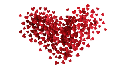 Heart-shaped arrangement of red petals