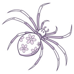 Black vector silhouette of a spider on a web is a symbol of danger and nature