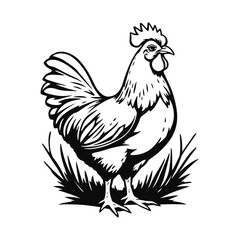 Rooster silhouette vector illustration, farm animal graphic, rural bird design, cock symbol art, poultry icon for decoration and logo
