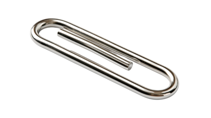 Shiny silver paper clip office stationery image isolated on white background
