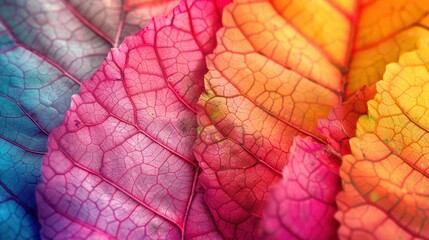 Vibrant Colorful Leaves in a Textured Pattern of Nature's Beauty