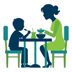 Mother and son enjoying a healthy meal together