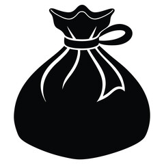 santa sack open silhouette vector icon design
