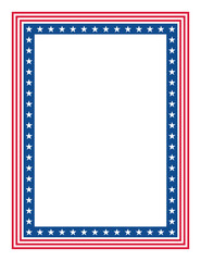 Patriotic Stars and Stripes Rectangular Frame. American Flag Border with Stars and Stripes.
